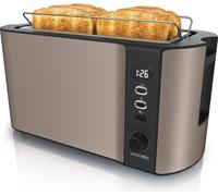 Grille-pain Arendo 4 tranches, Fente longue, Fente longue, Acier inoxydable, 1500W, Écran avec affichage du temps restant, Support à petits pains, Fonction dégivrage, Boîtier thermo-isolant, Bronze