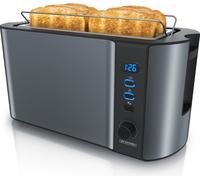 Grille-pain Arendo 4 tranches, Grille-pain à fentes longues, Fente longue, Acier inoxydable, 1500W, Écran avec affichage du temps restant, Support à petits pains, Fonction dégivrage, Boîtier thermo-is
