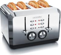 Grille-pain Arendo pour 4 tranches, 1630 W, automatique, acier inoxydable, double paroi thermo-isolante, argenté