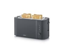 SEVERIN Grille-pain automatique 1 400 W, Grille pain compact 2 fentes jusqu'à 4 tranches, Toaster électrique avec réglage du degré de brunissage & fonction décongélation, Noir, AT 2591