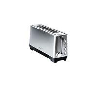 Cecotec Grille-pain BigToast Extra, 1100 W, Fente Longue Extra-large, 4 Fonctions préconfigurées, 6 Niveaux de Puissance, Barres Supérieures pour Réchauffer, Acier, Capacité pour 2 Toasts