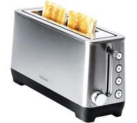 Grille-Pain Bigtoast Extra,1100 W,Fente Longue Extra-Large,4 Fonctions Préconfigurées,6 Niveaux De Puissance,Barres Supérieures Pour Réchauffer,Acier,Capacité Pour 2 Toasts