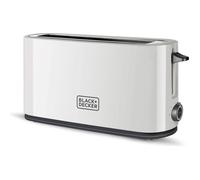 BLACK+DECKER BXTO1001E - Grille-pain 1000W, fente extra longue, 7 niveaux de brunissage, fonction STOP, ramasse-miettes, blanc