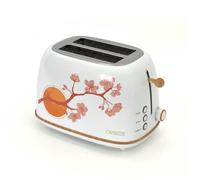 Grille Pain Caprizze Kaito avec Double Fente Extra Large 6 Niveaux de Grill Décoration Florale et Effet Bois Blanc Mat