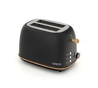 Grille Pain Caprizze Kaito avec Double Fente Extra Large 6 Niveaux de Grill Design Vintage avec Effet Bois Noir Mat