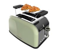 Cecotec Grille-pain vertical Toastin' time 850 Green, 850 W de puissance, Double fente courte et large de 3,8 cm, Varillas Supérieures, Acier Inoxydable, Arrêt et Popup Automatiques, Bac à miettes
