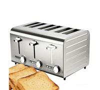 Grille-pain commercial 2/4/6 tranches pour restaurant, machine à pain en acier inoxydable, avec 7 niveaux de brunissage, ouverture automatique, fentes extra larges de 3,8 cm, bac à miettes a 6-pieces