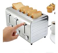 Grille-pain commercial 4/6 tranches avec température réglable sur 7 niveaux et plateau à miettes, grille-pain automatique à ressort professionnel multi-fentes pour pain de 3,5 cm d'épaisseur 6