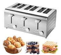 Grille-pain Commercial 4/6 Tranches, Grille-pain En Acier Inoxydable Avec 7 Niveaux, Fonction Congélation/annulation/réchauffage, Machine à Pain Avec éjection Automatique, Fentes Indépendant 6-Slices
