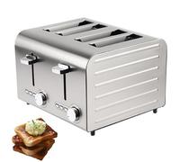 Grille-pain Commercial 4/6 Tranches, Grille-pain en Acier Inoxydable avec 7 Réglages de Température, 3 Fonctions, Plateau À Miettes Entièrement Extractible, Machine Pain Chauffante Multifonc 4 slices