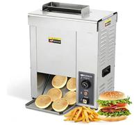 Grille-Pain Commercial Inoxydable pour Burgers, Réchauffeur Automatique 2000W, Système À Convoyeur À Chaîne, Température Réglable, 1400 Tranches/Heure Fiable pour Boulangeries