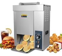 Grille-Pain Commercial pour Pains À Burger, Machine De Chauffage Verticale Entièrement Automatique, 2000W, Température Réglable 50-300°C, 1400 Tranches/Heure, Acier Inoxydable