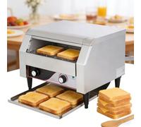 Grille-pain convoyeur commercial à 7 vitesses réglables, 450 pièces/heure, 2600 W, four électrique industriel de comptoir robuste en acier inoxydable avec double tube chauffant(350pieces/H)