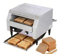 Grille-pain convoyeur commercial avec double tube chauffant, 450 pièces/h 2600 W, four électrique industriel de comptoir robuste en acier inoxydable, 7 vitesses réglables pour restaurants(450pieces/H)