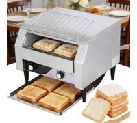 Grille-pain convoyeur commercial robuste de 2600 W, 450 pièces/h, four électrique industriel de comptoir en acier inoxydable avec double tube chauffant et 7 vitesses réglables(150pieces/H)