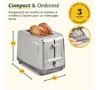 Cuisinart Core Grille-Pain 2 Tranches | Fentes Extra-Longues | Bagel | High-Lift Quickview™ | Tranche Unique & Décongélation | Boost Toast +30s | Finition Acier inoxydable brossé