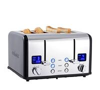 Grille-pain CUSIMAX à 4 tranches Affichage LED avec fente extra large, commandes à 6 couleurs pour le brunissage, la décongélation, le réchauffage, l'annulation, plateau ramasse-miettes amovible