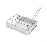 Grille-pain de camping en acier inoxydable avec zone de grillage en maille et longue poignée pliable pour un grillage sûr et efficace en plein air