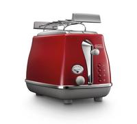 Toaster DELONGHI ICONA CAPITALS 2 tranches - 900W - Grille pain 3 fonctions - Chauffe viennoisseries inclus - Rouge