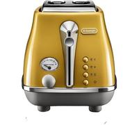 Grille-pain - DELONGHI - ICONA CAPITALS - 2 tranches - 900W - Chauffe viennoisseries - Jaune