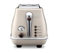 Grille pain - Delonghi - Icona Vintage - 2 tranches - 6 positions - Beige brillant / Base et poignée Chocolat