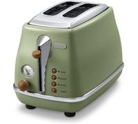 Grille pain - Delonghi - Icona Vintage - 2 tranches - 6 positions - Vert Olive/Chocolat