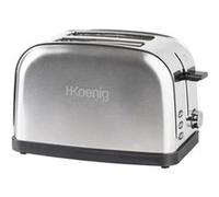 H.Koenig Grille Pain Toaster 2 Tranches TOAS7 Fentes larges Inox vintage, 6 Niveaux de brunissage, Décongélation, Rapide et uniforme, Pain et Viennoiserie, Nattoyage facile