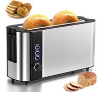 Grille-pain électrique à 2 tranches avec 6 réglages de brunissement, fonctions de décongélation et d'annulation, fentes de 4,3 cm de large pour pains et bagels épais