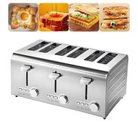 Grille-Pain en Acier Inoxydable avec 7 Niveaux de brunissage, Fonction congélation/Annulation/réchauffage, Stockage, hôtel 6 tranches