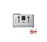 GASTROBACK #42396 Grille-pain design Digital 4S, 4 tranches, grille réchauffe-viennoiseries intégré, 7 programmes de grillage, affichage LCD, 950 W, boîtier en acier inoxydable, argenté