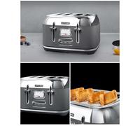 Grille-pain - Haute Qualité - 4 Tranches - 1800W - Gris - Fonction Décongélation