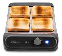 Grille-pain horizontal en acier inoxydable - TRAHOO - 900W - 3 résistances au quartz - 4 tranches - 25x21,5 cm