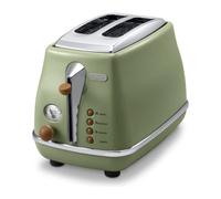 Grille Pain - - Icona Vintage - 2 Tranches - 6 Positions - Vert Olive/chocolat Delonghi