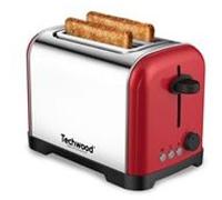 Grille-pain inox - Techwood TGPI-2015 Option de réchauffage Bouton Arrêt instantané Puissance 600-700W Coloris Rouge