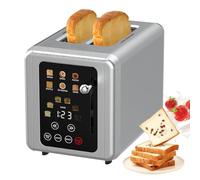 Grille-Pain Intelligent 2 Tranches avec écran Tactile, Grille-Pain en Acier Inoxydable avec Fonction Sonore Et Minuterie Numérique, 6 Types De Pain Et 6 Réglages De Teinte