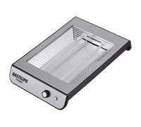 Bastilipo - Grille-pain plat en acier inoxydable, 680 W, 2 éléments chauffants, minuterie numérique, TPI-680