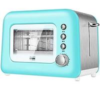 Grille-Pain Multifonctions avec Fenêtre Transparente Chauffage Double Face Four À Pain Grillé À Double Fente Couvercle Anti-poussière en Acier Inoxydable,Bleu Ciel,HaoAMZ