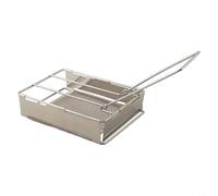 Grille-pain pliable de camping avec plaque de gril en acier inoxydable, design en maille pour une répartition homogène de la chaleur et longue poignée pour plus de sécurité et de commodité