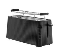 Alessi Plissé MDL15 B - Grille-Pain à Double Compartiment Long, en Résine Thermoplastique, Chauffe-Croissants en Acier Inoxydable 18/10 et Résine Thermoplastique, Fiche Européenne 1700 W, Noir