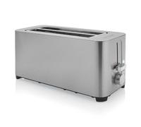 Grille-pain Princess Steel Toaster 2 Long Slot - 1 050 W - Fonctions décongélation, annulation, réchauffage - Support à viennoiseries