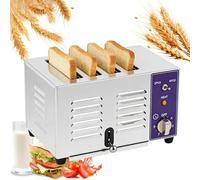 Grille-pain professionnel 4/6 tranches - Grille-pain robuste en acier inoxydable, 5 niveaux de brunissage, ramasse-miettes amovible pour bagels, pain et gaufres,4slice