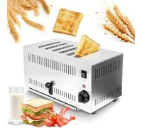 Grille-Pain Professionnel 6 Tranches en Acier Inoxydable, Fentes Extra-Larges avec Bac à Miettes Amovible et Brunissement Réglable - pour Pains à Hamburger, Bagels, Cuisine Maison et Professionnelle