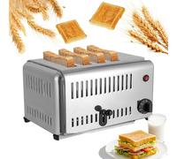 Grille-pain professionnel commercial 4/6 tranches - Grille-pain robuste en acier inoxydable, contrôle de la température 0-300 °C, tiroir ramasse-miettes amovible (pour bagels, pain,4slice