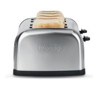 H.Koenig Grille Pain Toaster 4 Tranches TOAS14 Fentes larges Inox vintage, 6 Niveaux de brunissage, Décongélation, Rapide et uniforme, Pain et Viennoiserie, Nettoyage facile, 1500 W