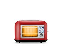 Grille-pain rétro TOASTEO en verre rouge avec fenêtre
