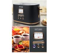 GRILLE-PAIN RETRO VINTAGE DESIGN 2 TRANCHES 1800W COULEUR NOIR ET DORE