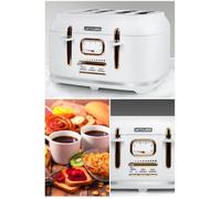 GRILLE-PAIN RETRO VINTAGE DESIGN 4 TRANCHES 1800W COULEUR BLANC ET DORE