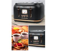 GRILLE-PAIN RETRO VINTAGE DESIGN 4 TRANCHES 1800W COULEUR NOIR ET DORE