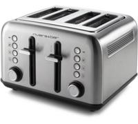 riviera&bar Grille-pain 4 tranches en acier inoxydable 1800W - 5 niveaux de brunissage, fonction décongélation et réchauffage, deux commandes, tiroir ramasse-miettes, design moderne