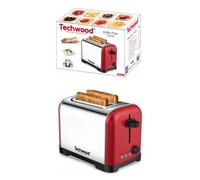 Grille Pain Rouge Inox Brossé 700W 2 larges FENTES Design INOX ROUGE